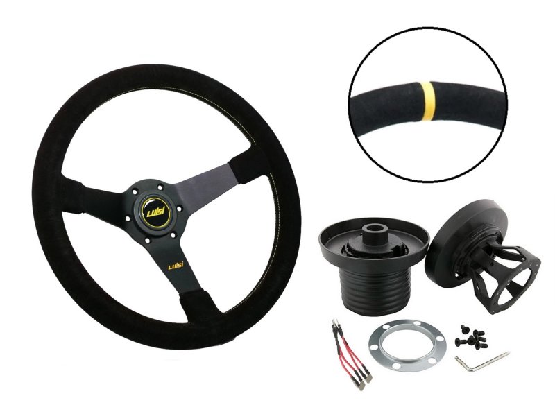 Set Luisi Mirage Sportlenkrad Wildleder schwarz geschüsselt & Nabe passend für Audi A4 2000-2003 W7317